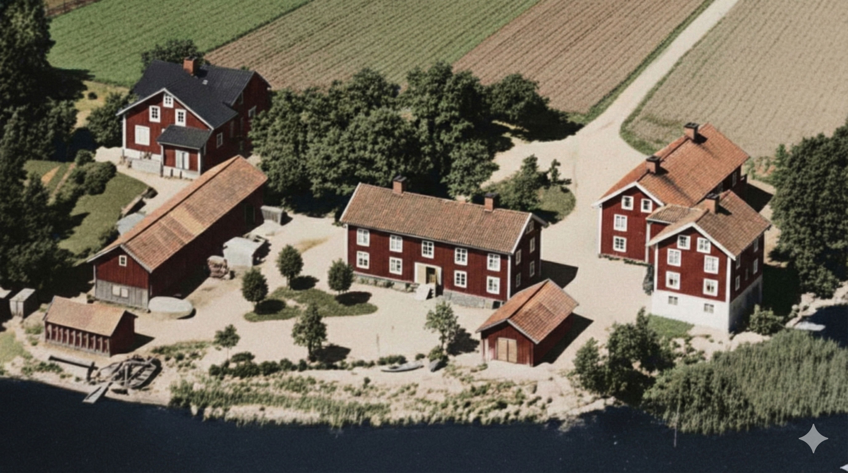 Hotellbyggnad förr vid sjön